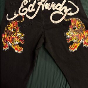 Ed Hardy Black Pants with Fierce Tiger Graphics